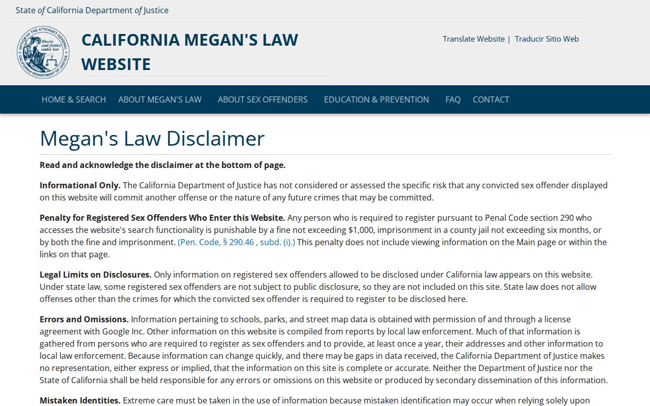 Montebello people search using the official California Megan's Law registry