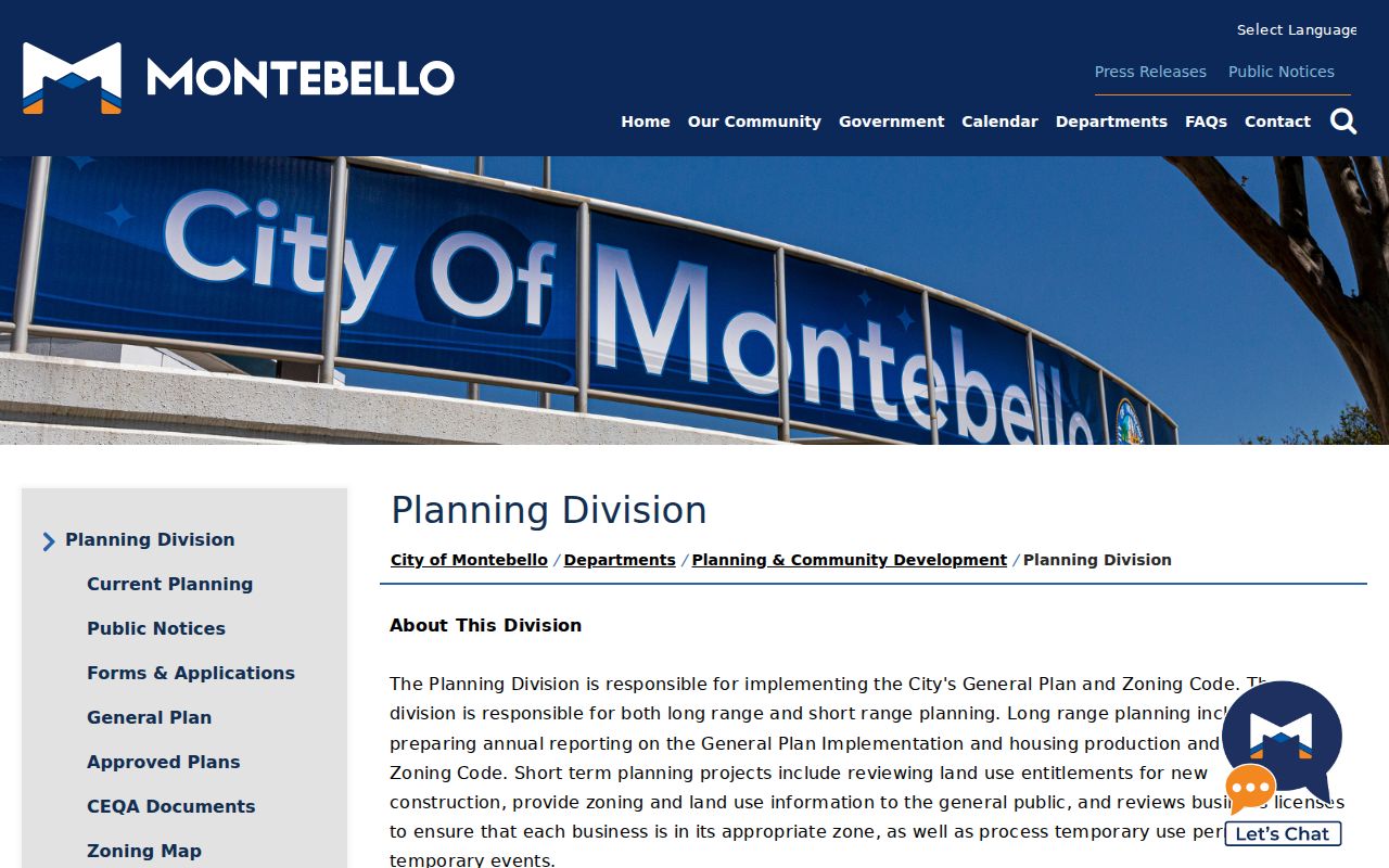 Montebello people directories Planning Division staff page