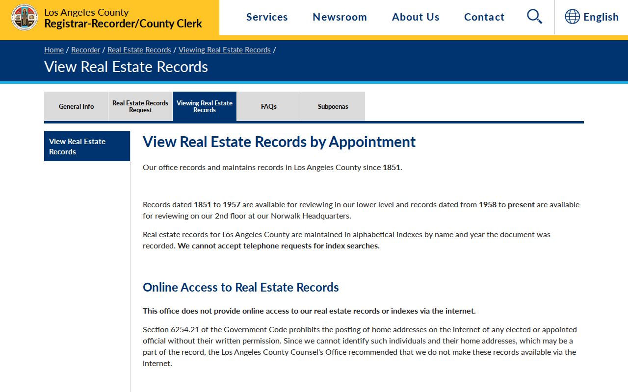 Norwalk viewing instructions for Montebello deed records search
